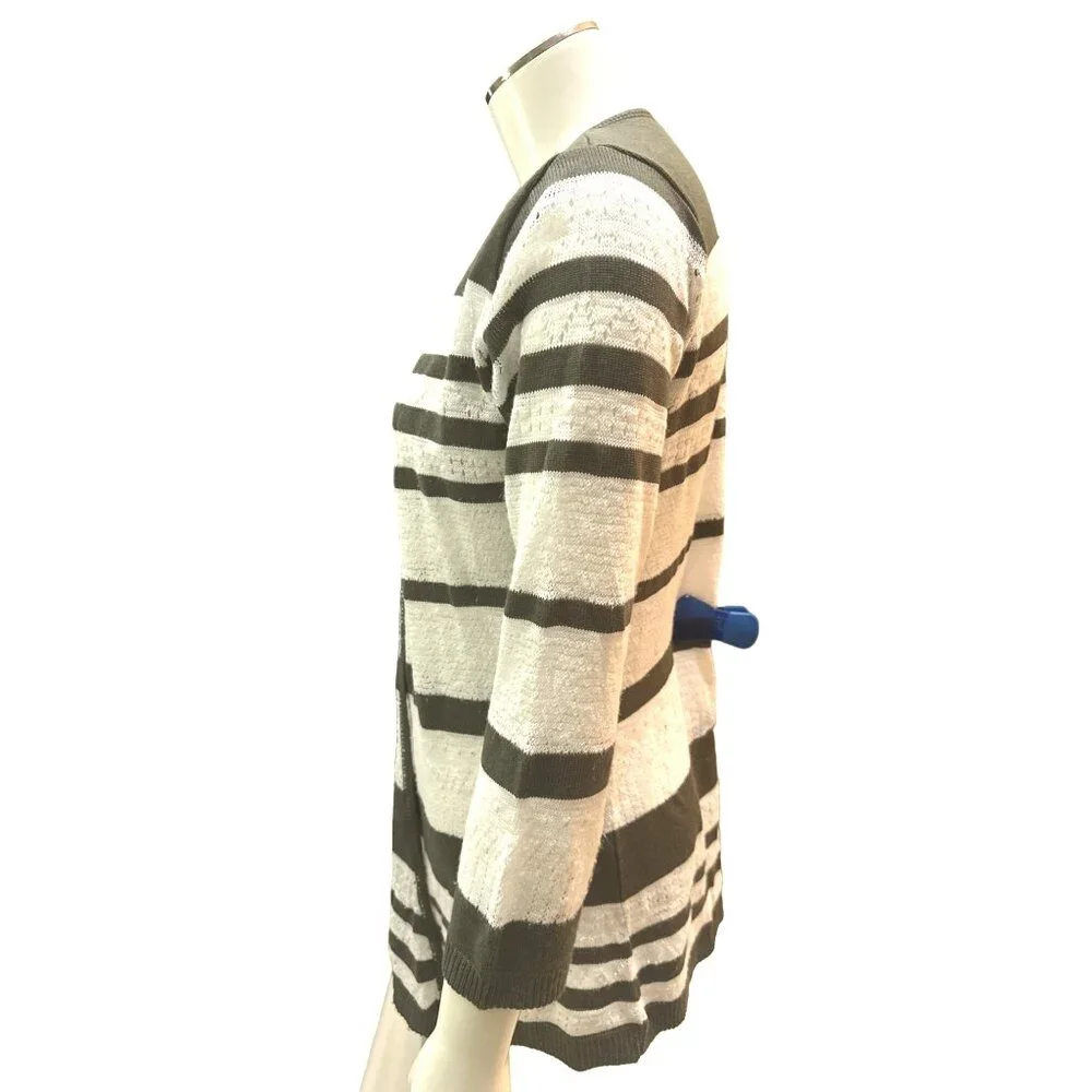 Christopher & Banks Womens Striped Cardigan Open Front Sweater M - Picture 4 of 8